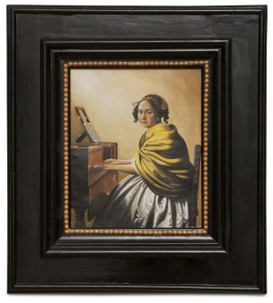 A young woman seated at the virginals - Giovane donna seduta alla spinetta - cm 26x22