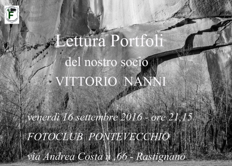  	16 SETTEMBRE 2016 " PORTFOLI" SERATA DEL NOSTRO SOCIO VITTORIO NANNI