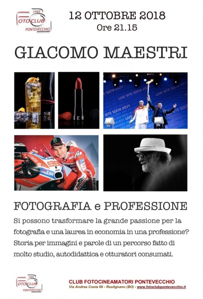 12 ottobre 2018 - "FOTOGRAFIA E PROFESSIONE" con GIACOMO MAESTRI