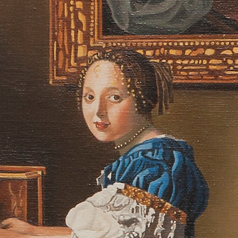 A lady seated at a virginal - Dama seduta alla spinetta - cm 52x46