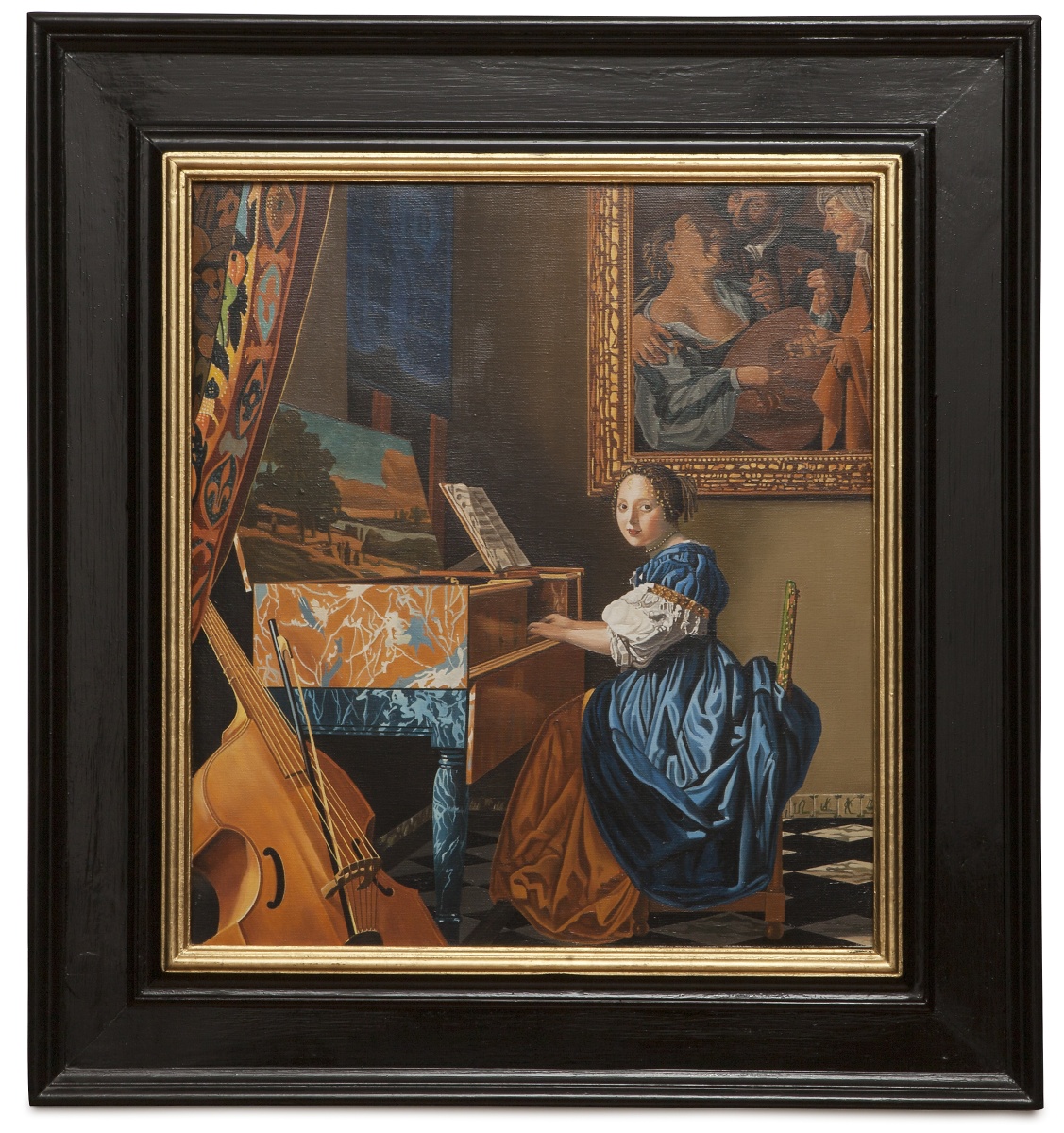 A lady seated at a virginal - Dama seduta alla spinetta - cm 52x46