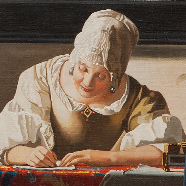 Lady writing a letter with her maid - Scrittrice con la fantesca cm 73x61