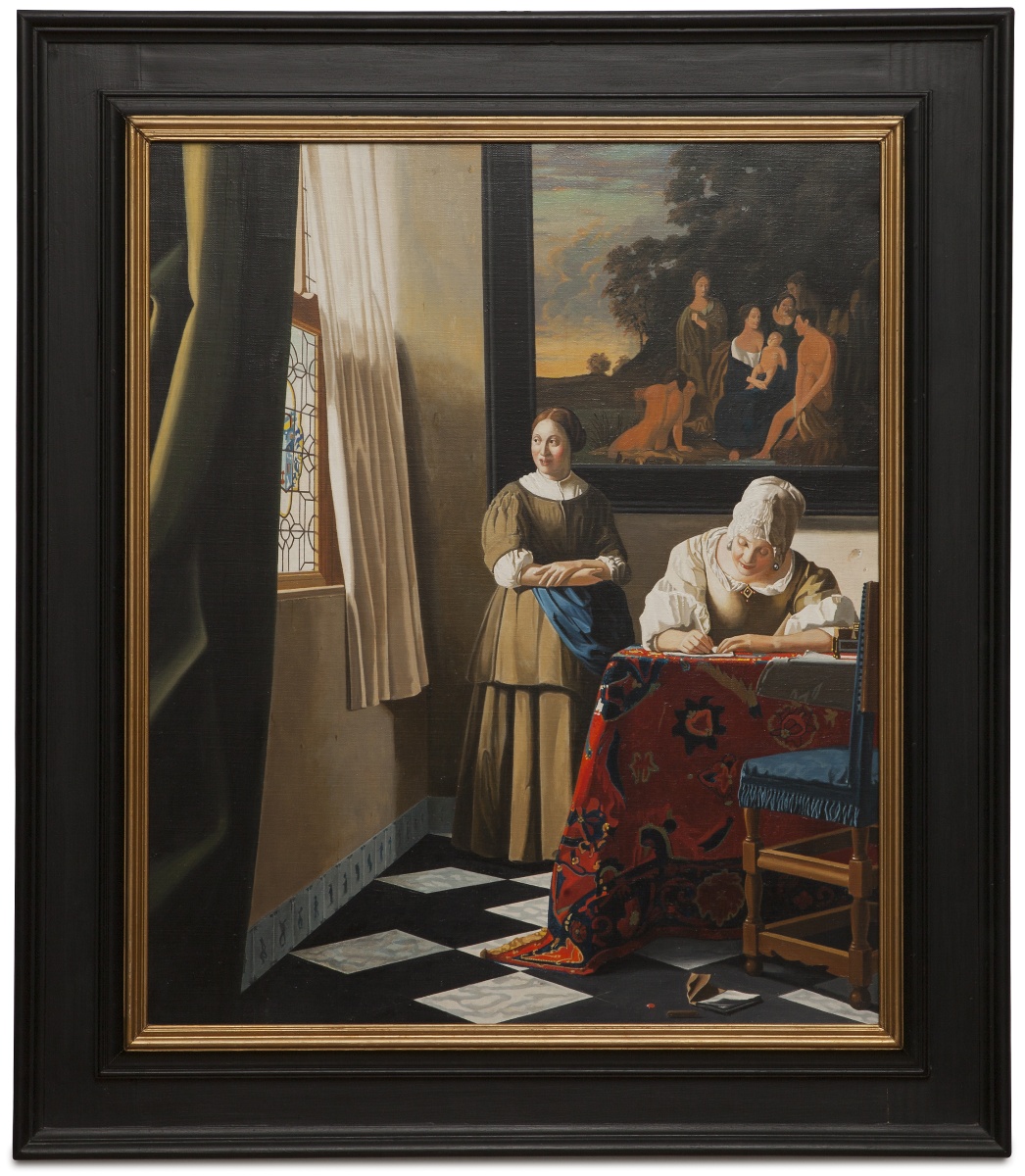 Lady writing a letter with her maid - Scrittrice con la fantesca cm 73x61