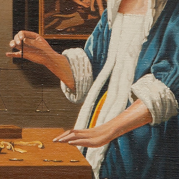 Woman holding a balance - La pesatrice di perle - cm 45x41